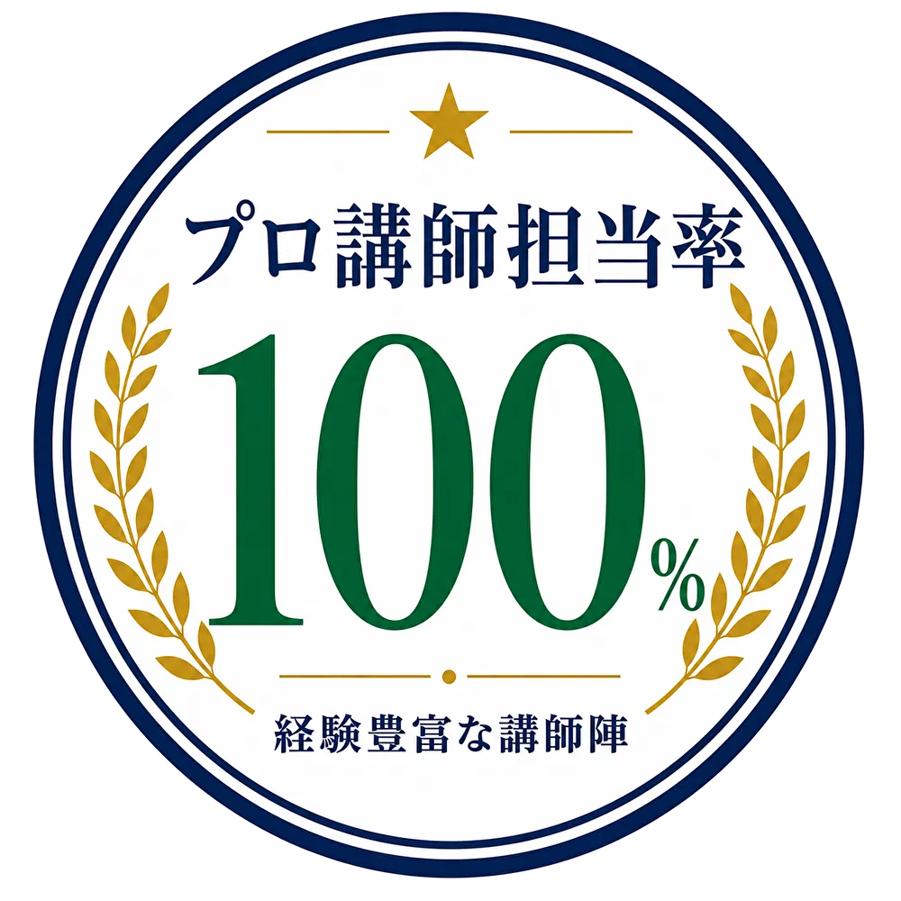 プロ講師担当率 100%